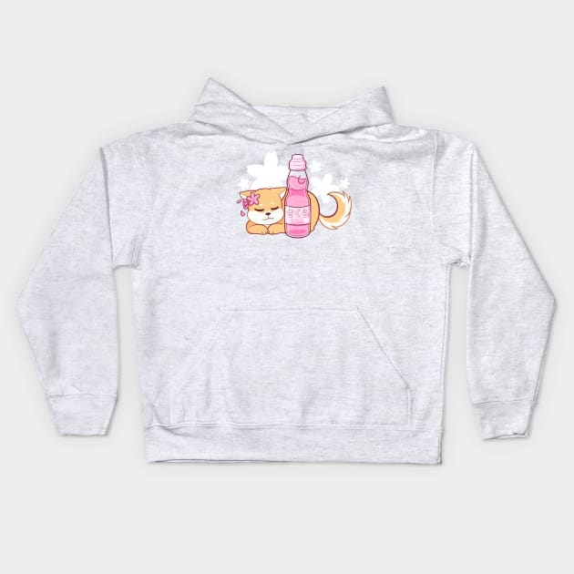 Sakura Ramune Shiba Kids Hoodie by Lunariiis